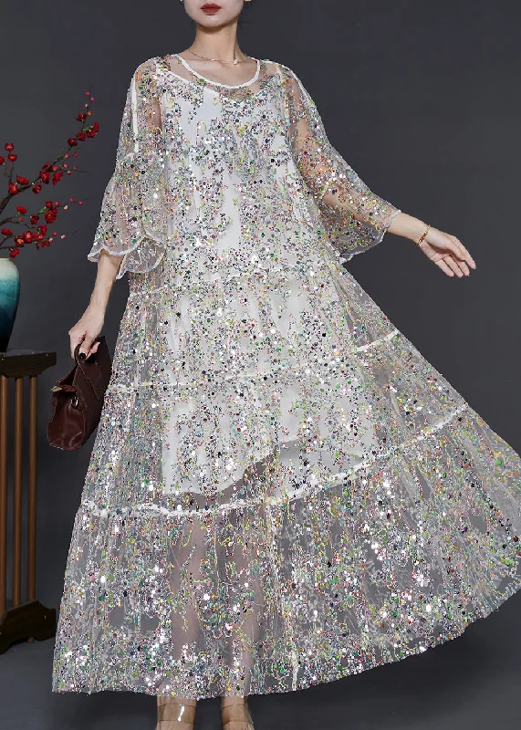 Beautiful Apricot Sequins Tulle Holiday Dresses Summer Sequin Dress Outfit