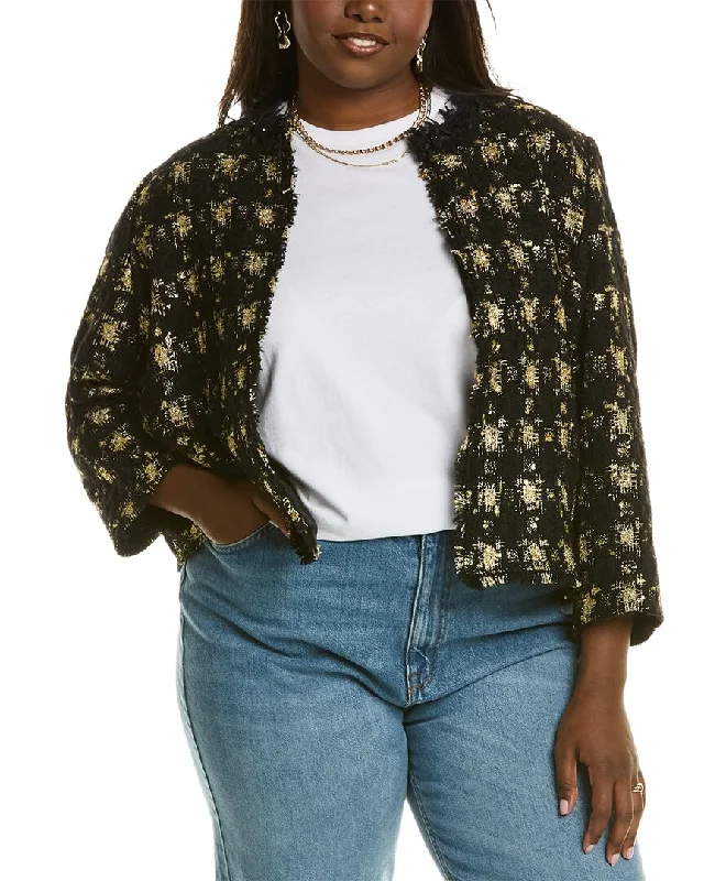 Marina Rinaldi Certo Wool & Alpaca-Blend Topper Blazer with Shoulder Pads