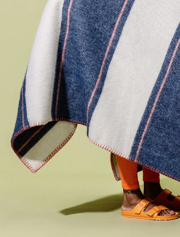 Navy Lacken Irish Wool Bed Blanket