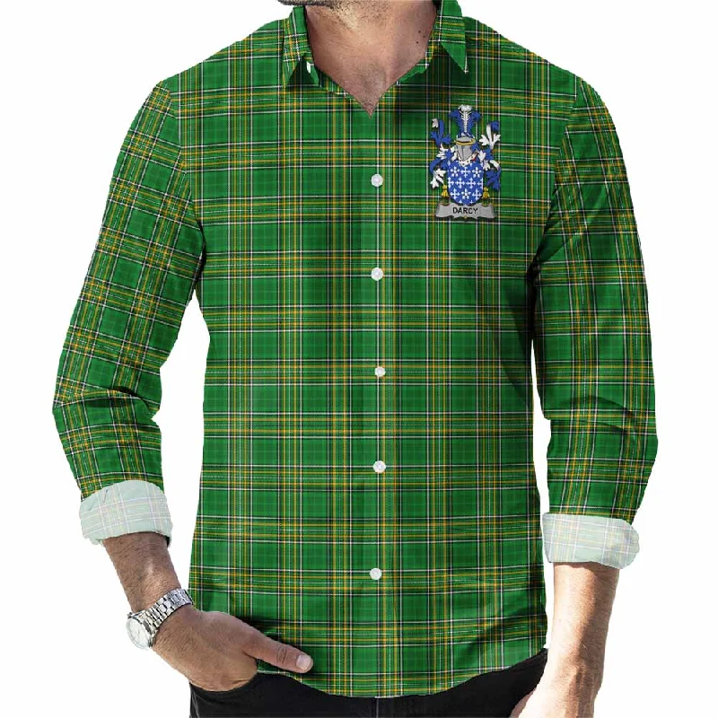 Darcy Irish Clan Tartan Long Sleeve Button Up with Coat of Arms