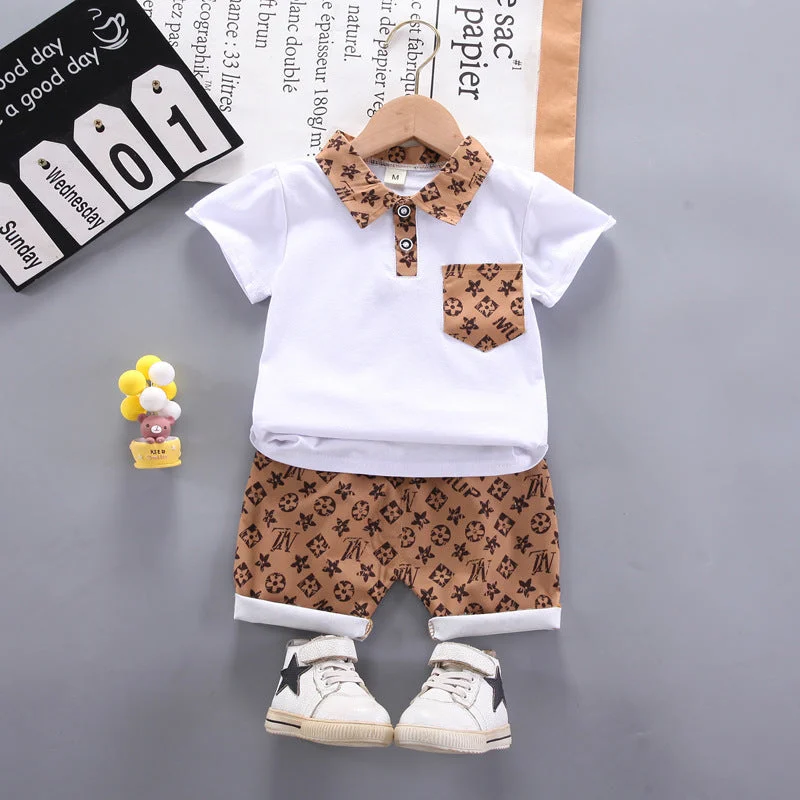 Children's Summer Clothing Boys and Girls Baby Suits Short-sleeved Suit Two-piece Set X4451369 Children's Summer Clothing Boys and Girls Baby Suits Short-sleeved Suit Two-piece Set X4451369