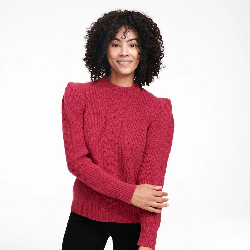 Structured Shoulder Cable Knit Sweater Softest cashmere sweaters