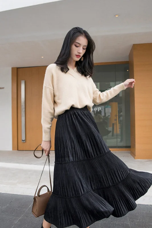 Pleuche Pleated Skirt Low-rise unclassified skirts