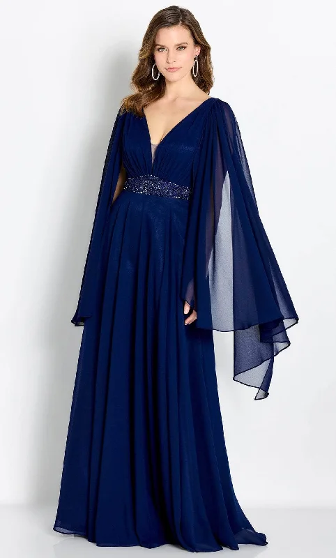 Cameron Blake CB756 - Draped Shoulder Evening Gown Ruffled party dresses