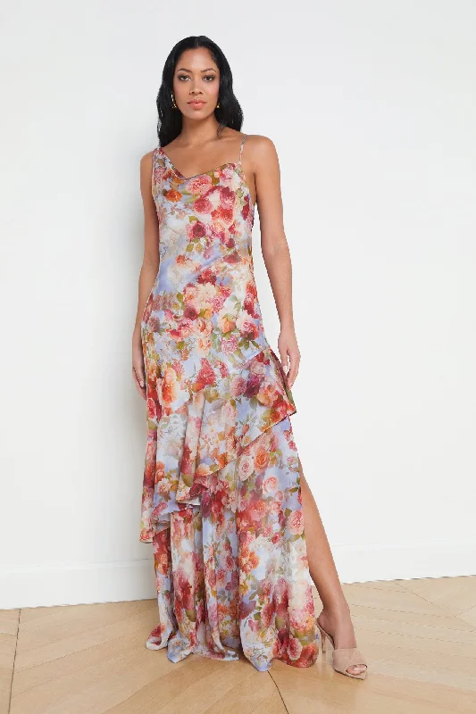 L'Agence Viola Floral Print Silk Dress Women's trendy floral dresses sale