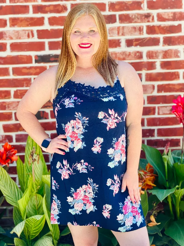 Navy Look Into My Eyes Floral Dress Short floral dresses