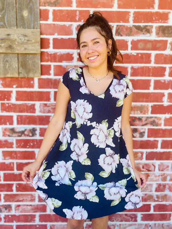 Navy Love That Last Floral Dress Petite floral dresses