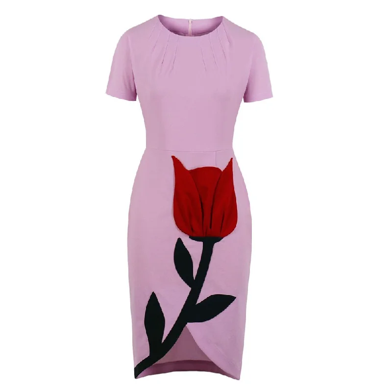 Women Formal Short Sleeve Sheath Bodycon Fitted Floral Retro Evening Party Pencil Dress Elegant floral dresses Women Formal Short Sleeve Sheath Bodycon Fitted Floral Retro Evening Party Pencil Dress Elegant floral dresses