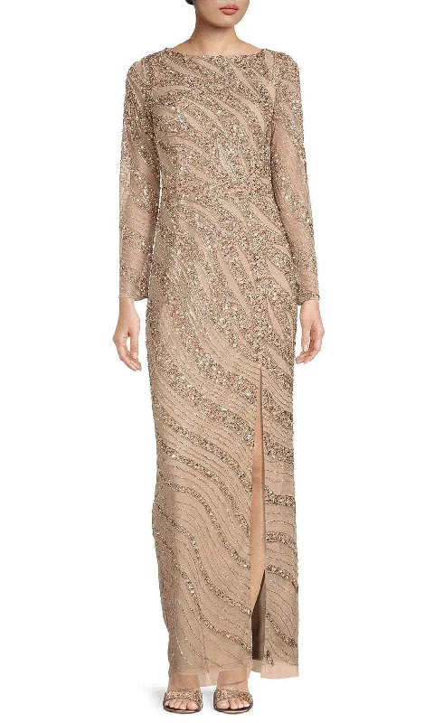 Aidan Mattox MD1E207721 - Beaded Illusion Slit Gown Trendy new unclassified dresses