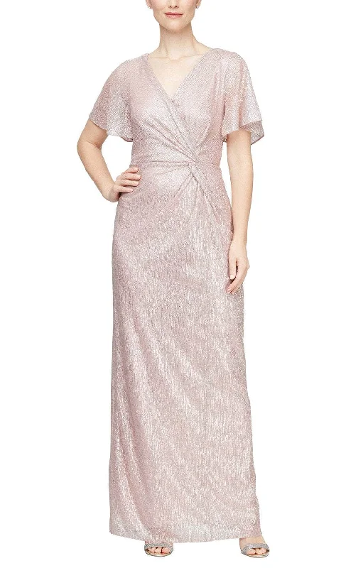 Alex Evenings 8127706 - V-Neck Metallic Knit Formal Dress Street style unclassified dresses Alex Evenings 8127706 - V-Neck Metallic Knit Formal Dress Street style unclassified dresses