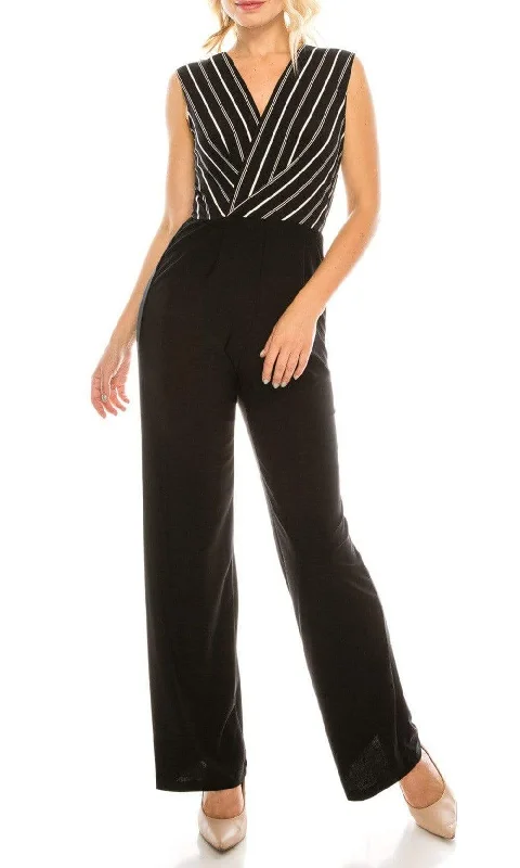 New Yorker's Apparel- Striped Sleeveless V-Neck Jersey Jumpsuit 700888SC Travel unclassified dresses
