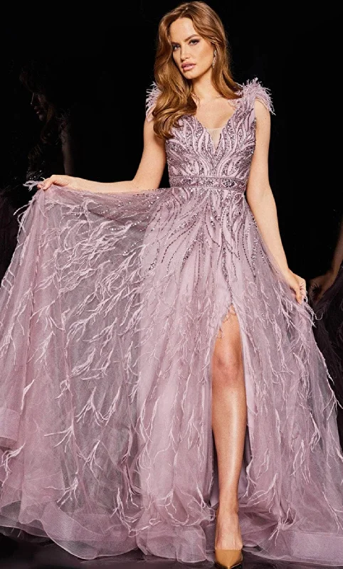 Jovani 24000 - Fringed Shoulder Dress A-line unclassified dresses