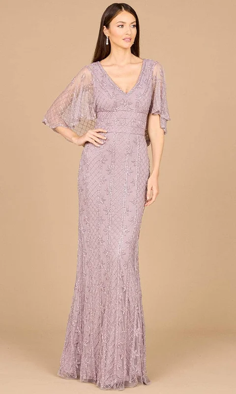 Lara Dresses 29023 - Beaded Cape Sleeve Evening Gown Minimalist unclassified dresses