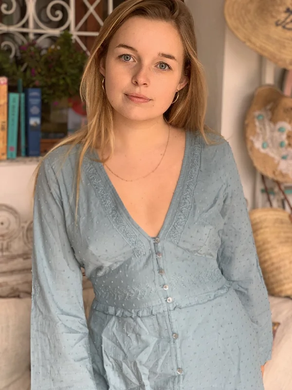 Maledives dress blue , in finest organic muslin cotton , resortwear, blue boho dress , Ibiza white Designer unclassified dresses Maledives dress blue , in finest organic muslin cotton , resortwear, blue boho dress , Ibiza white Designer unclassified dresses