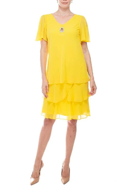 Marina 649545 - Tiered Chiffon Dress Open-back unclassified dresses