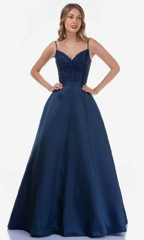 Nina Canacci - 2250SC V Neck Corset A-line Scuplted Gown Affordable unclassified dresses