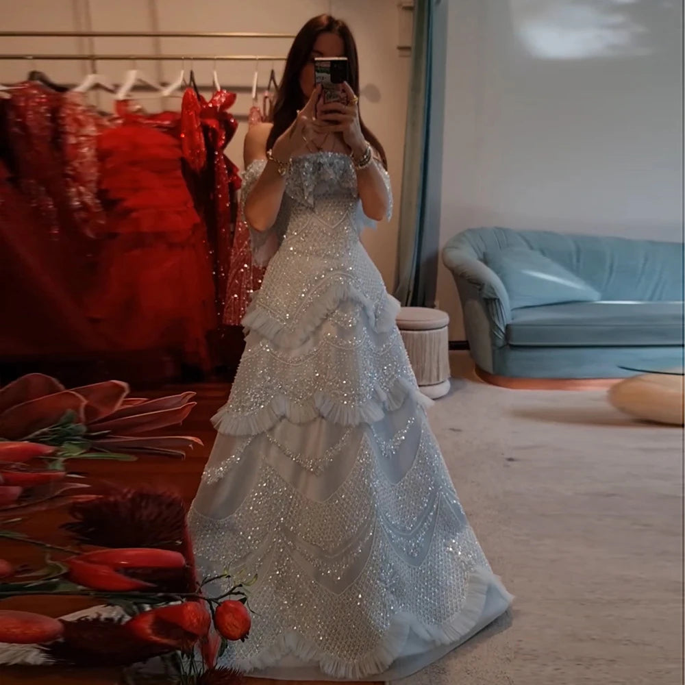 Serene Hill 2024 Arabic Gray A-Line Off-The-Shoulder Beaded Luxury Saudi Evening Gown for Formal Occasion LA72762 Monochrome unclassified dresses Serene Hill 2024 Arabic Gray A-Line Off-The-Shoulder Beaded Luxury Saudi Evening Gown for Formal Occasion LA72762 Monochrome unclassified dresses