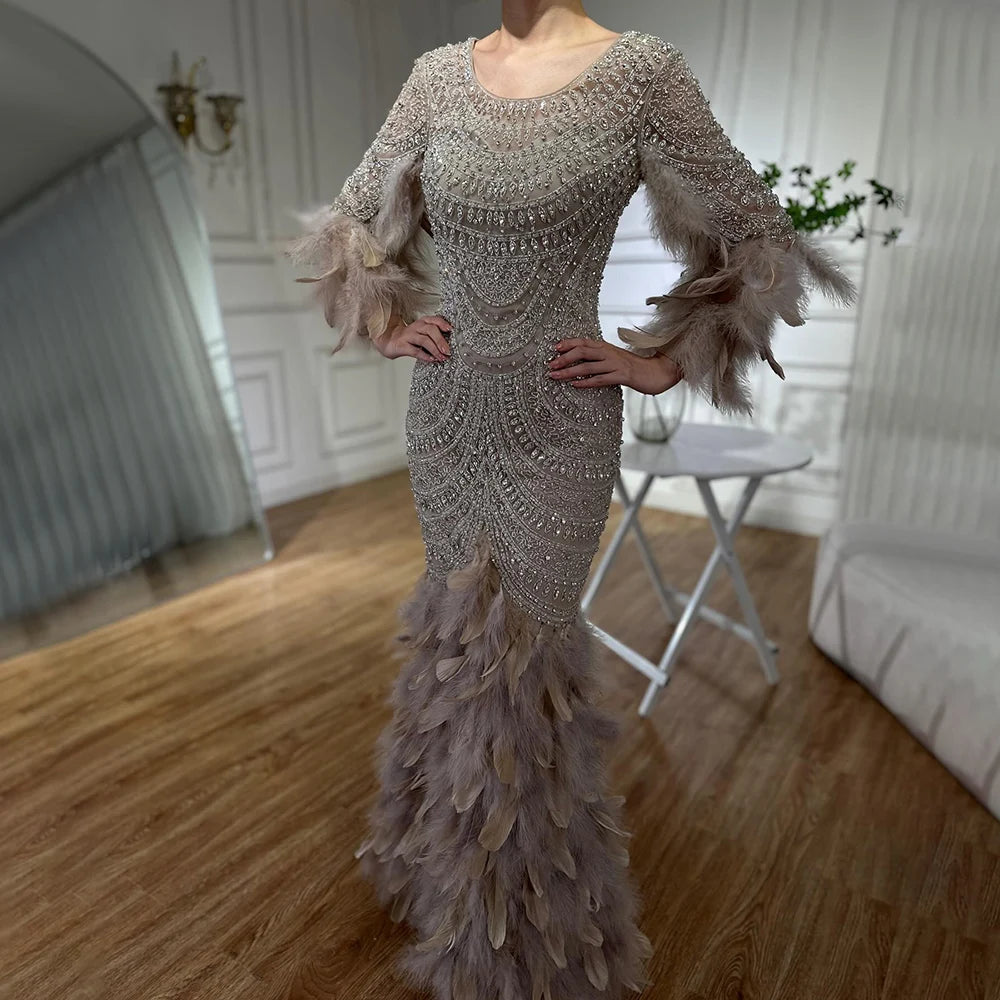 Serene Hill 2024 Nude Saudi Arabic Evening Gown with Beaded Feathers Dress for Formal Occasion LA72736 Minimalist unclassified dresses Serene Hill 2024 Nude Saudi Arabic Evening Gown with Beaded Feathers Dress for Formal Occasion LA72736 Minimalist unclassified dresses