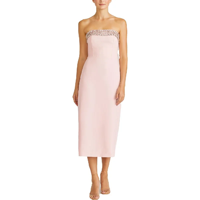 Womens Split Hem Mid Calf Midi Dress Flared Midi Skirt