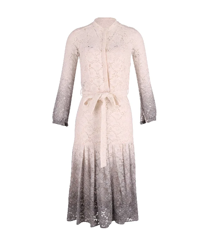 Burberry Prorsum Degrade Lace Dress in Ombre White/Grey Triacetate Lace Wedding Gown