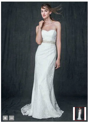 David's Bridal Sweetheart Strapless Lace Gown Style Number WG3263 Lace Dress Fashion