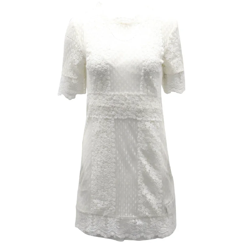 Maje Revanta Lace Dress in White Polyester Lace Dress Bohemian